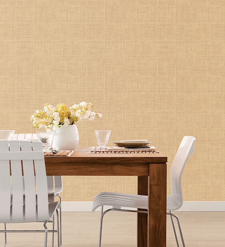 Ochre architectural texture in a modern dining room

14 Nov 2012 --- White chairs at wooden dining table --- Image by © Hero Images/Corbis